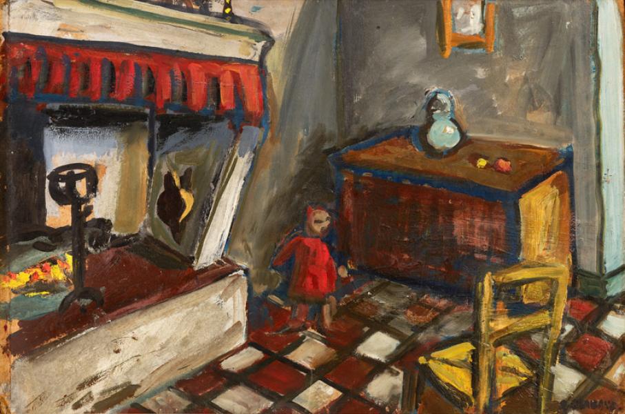 Enfant près de la cheminée, circa 1925