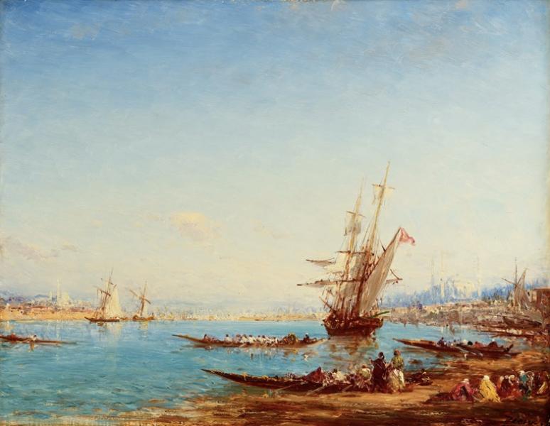 Constantinople, Caïques et frégates sur le Bosphore